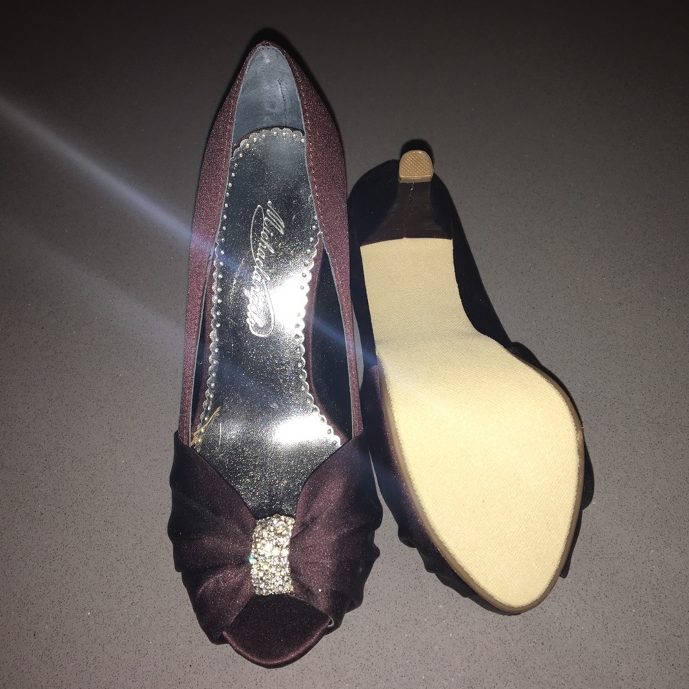 Purple open toe heels